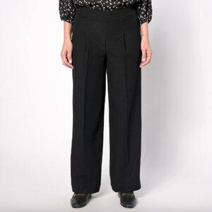 Isaac Mizrahi Regular Timeless Twill Wide Leg Pants , Black more sizes a609901